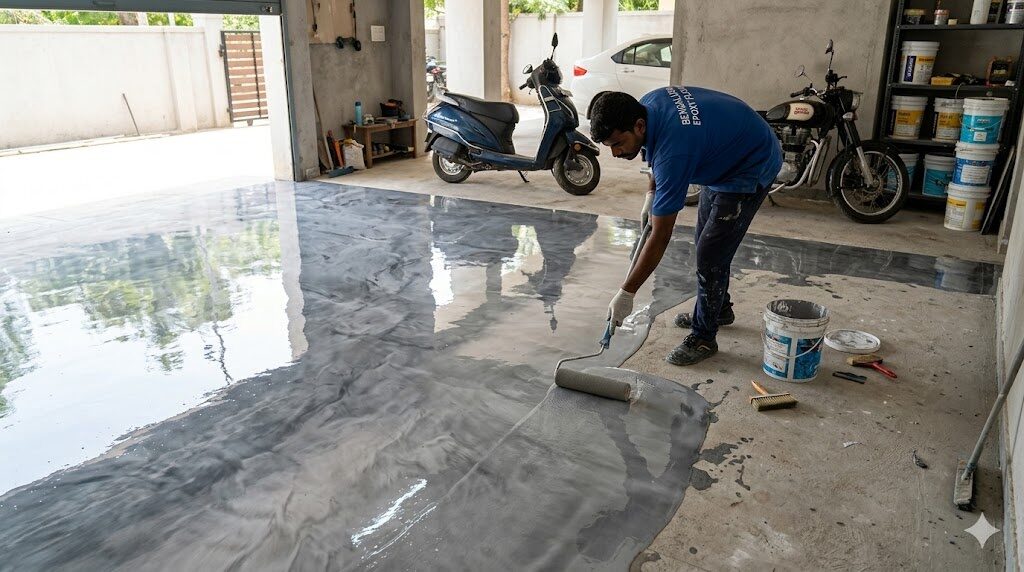 Epoxy flooring cost per sqft Bangalore – premium floor coating installation.
